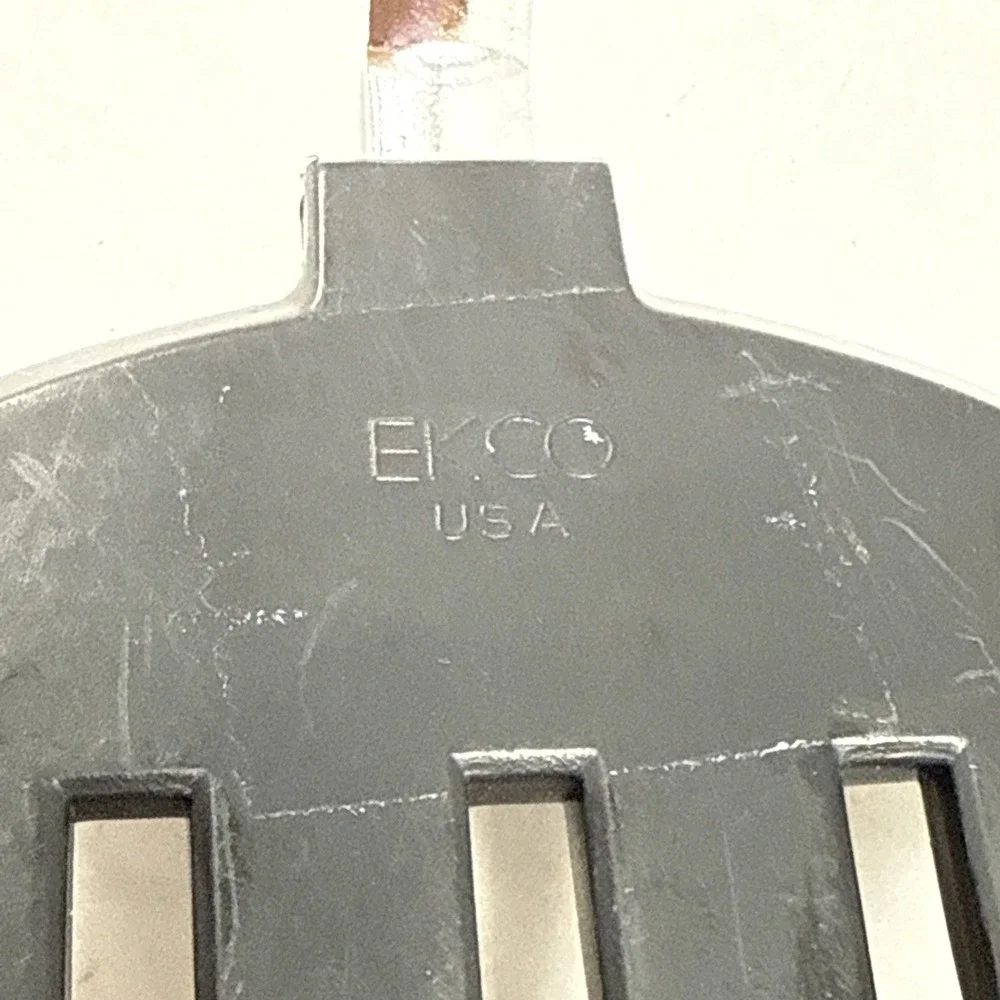 Vintage EKCO WIDE Slotted Spatula Turner Flipper Black Nylon Plastic Handle 10